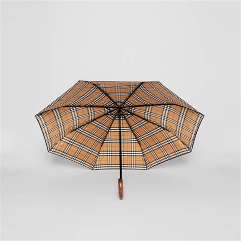 burberry check lined umbrella|Check Folding Umbrella in Sand .